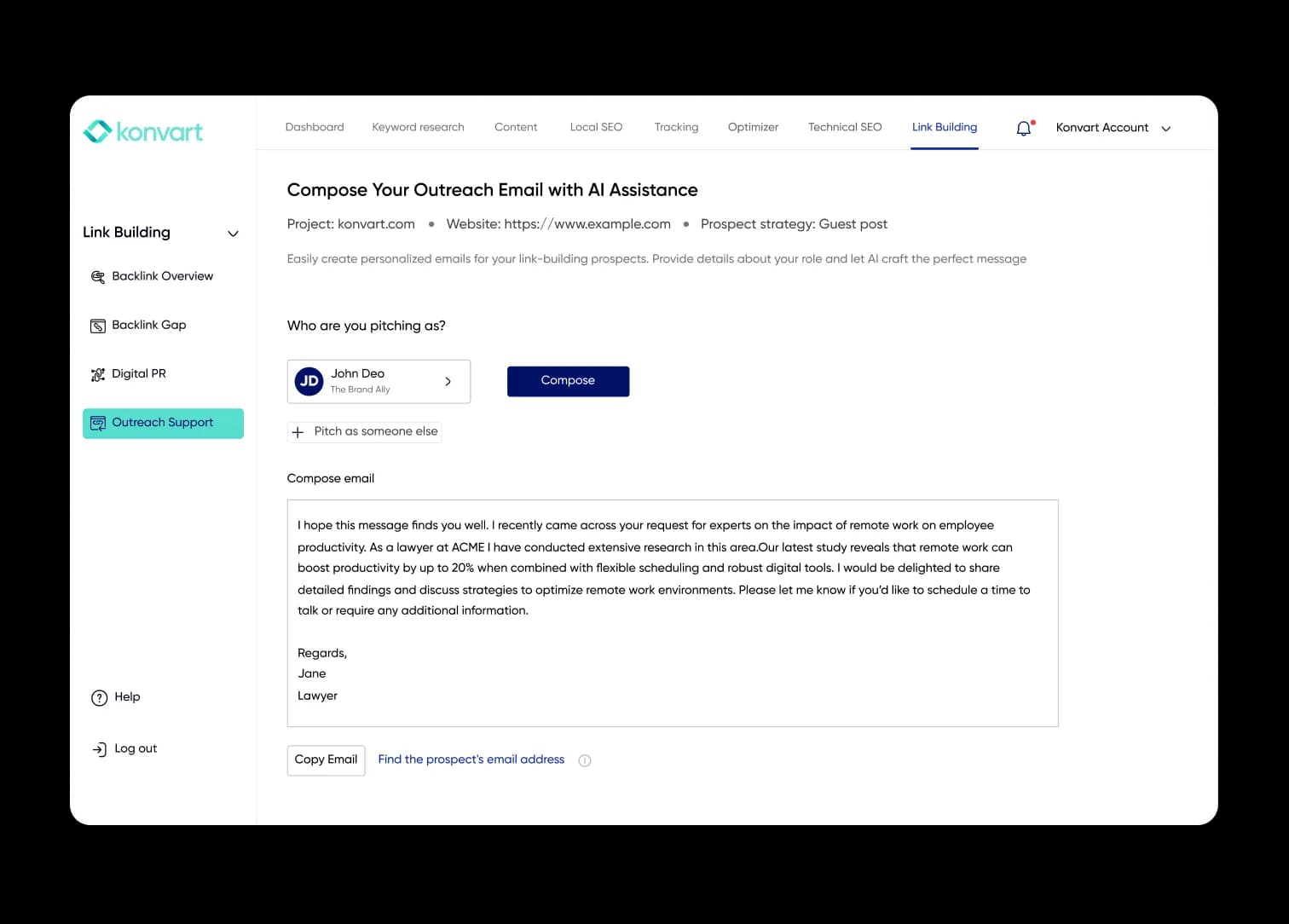Konvart outreach and link building